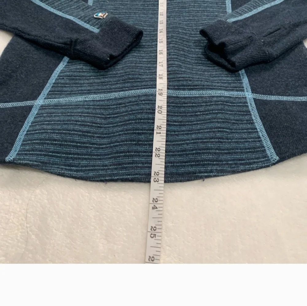 Kuhl Blue Striped Chianti Fleece Full Zip Wool Blend Hoodie Size Small - Picture 6 of 8